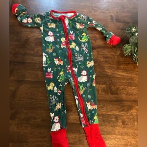 Little sleepies Christmas dogs 6-12 month pajamas- worn once